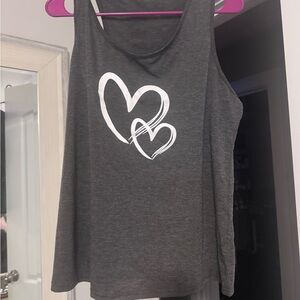 SHEIN Gray Tank Top with White Heart Design NWOT
